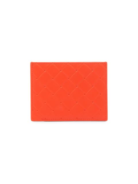 Bottega Veneta Men's Intrecciato Stamp Leather Card Case - Cherry Tomato Silver