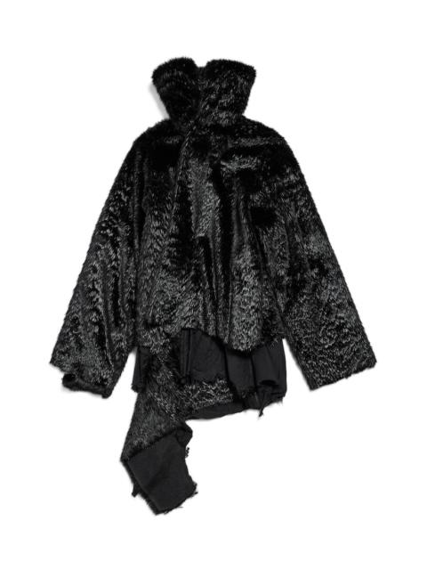 BALENCIAGA Women's Synthetic Furry Jacket in Black