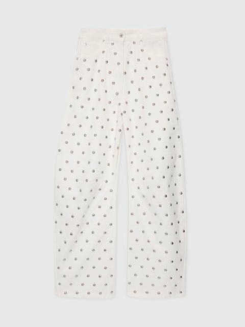 MSGM White barrel-fit trousers with studs.