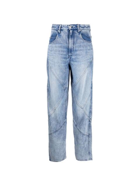 panelled straight-leg jeans