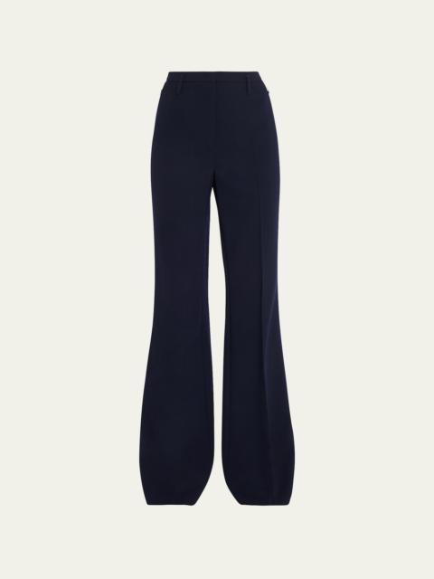 AKRIS Farrah Boot-Cut Mid-Rise Wool Pants