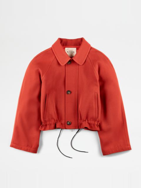 Tod's CROPPED SAFARI JACKET IN WOOL - RED