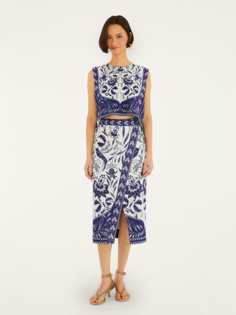 FARM RIO Off-White Nina Lenzing Ecovero Euroflax Wrap Midi Skirt