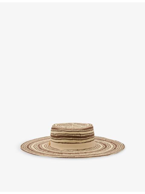 REISS Tatiana Striped Straw Sun Hat