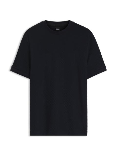 BOSS COTTON T-SHIRT WITH GEOMETRIC TEXTURE