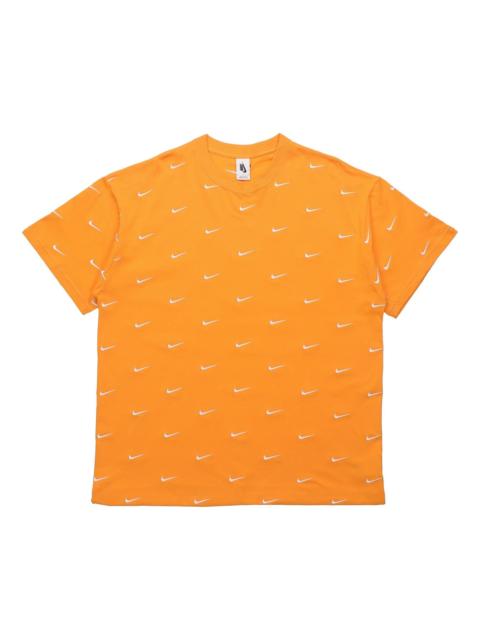 Nike Men's Nike Nrg Swoosh Logo Tee Full Print logo Embroidered Short Sleeve Yellow T-Shirt CK4094-886