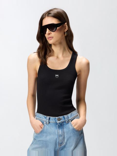 PINKO VEST TOP WITH LOVE BIRDS GOLDEN DETAIL
