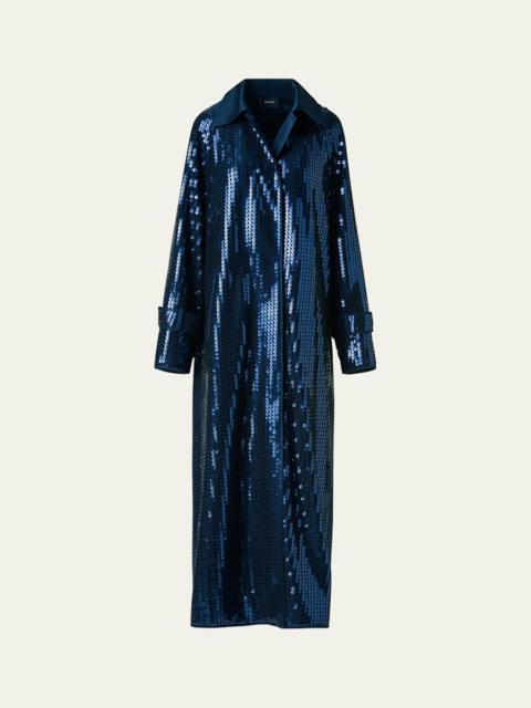 AKRIS Estelle Sequined Chiffon Maxi Coat
