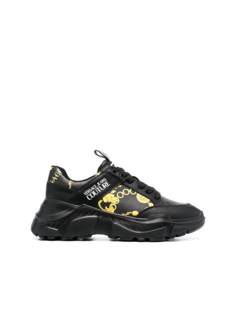 VERSACE JEANS COUTURE chain-link print leather low-top sneakers