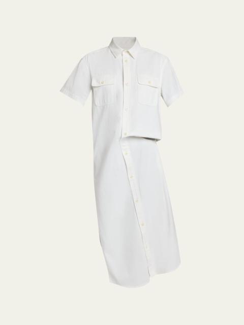 sacai Asymmetric Short-Sleeve Denim Midi Shirtdress
