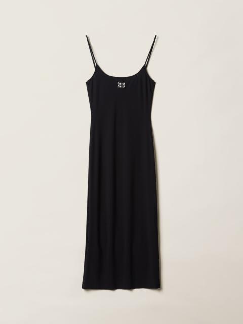 Miu Miu 로고 인쇄 jersey midi 드레스