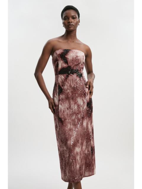KAREN MILLEN Petite Ombre Sequin Woven Midi Dress
