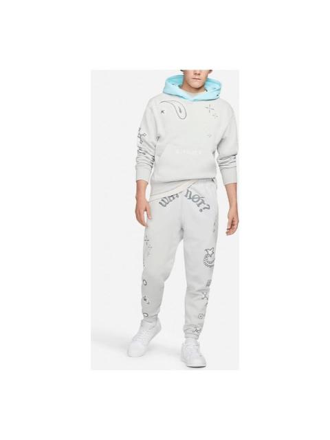 Men's Air Jordan Printing Logo Fleece Drawstring Lacing Sports Pants/Trousers/Joggers Gray DO2502-09