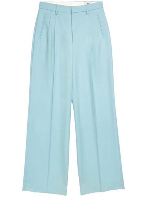 AMI Paris pleated long-length wool trousers