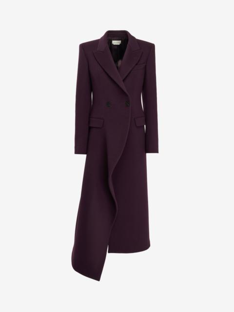 Alexander McQueen Women's Long Draped Coat in Night Shade