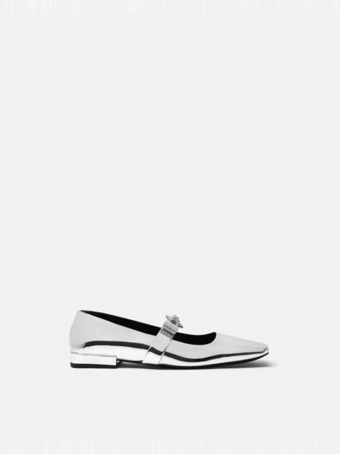 VERSACE Gianni Ribbon Metallic Ballerinas