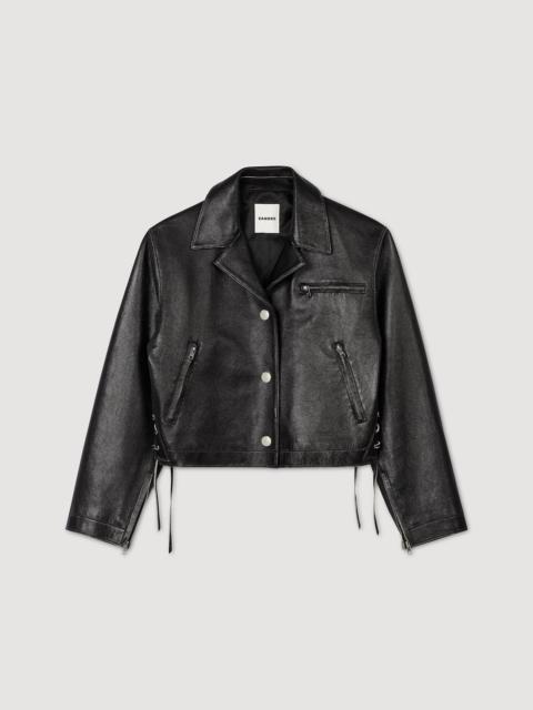 Sandro DISTRESSED LEATHER JACKET