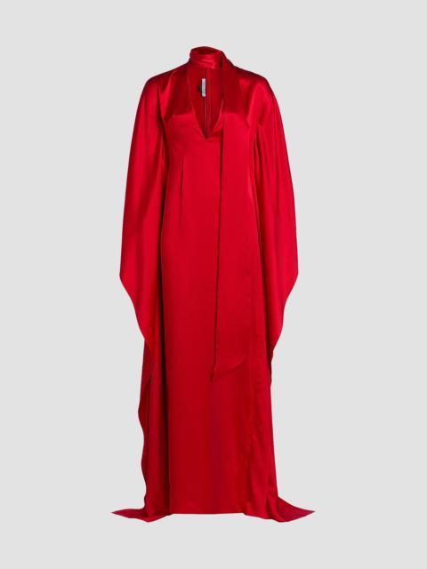 LaQuan Smith Women's Satin Caftan-Sleeve Gown - Red