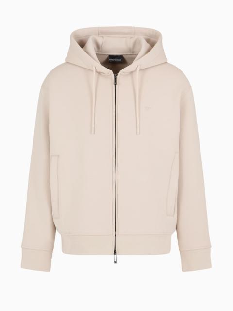 EMPORIO ARMANI Lyocell-blend jersey hooded sweatshirt with zip
