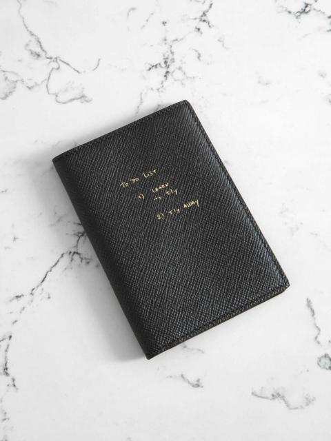 Smythson + Thomas Lélu Panama textured-leather passport holder Black