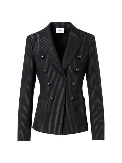 AKRIS Women's Metallic Pinstriped Crepe Blazer - Black Brushed Steel