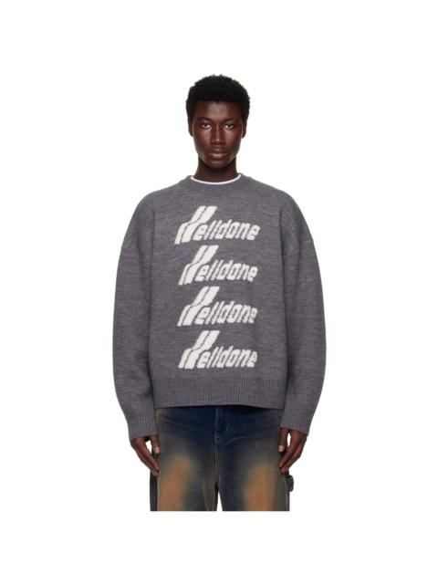 We11done Gray Logo Pile Knit Sweater