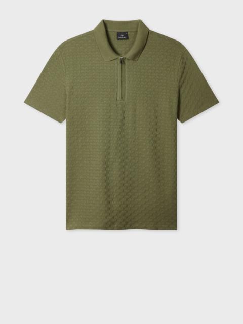 Paul Smith Khaki Textured Cotton Zip-Neck Polo Shirt