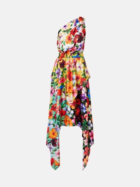 Dolce & Gabbana Floral one-shoulder silk midi dress