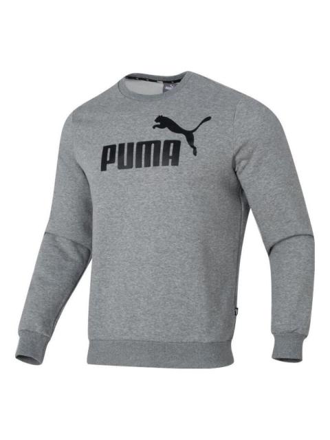 PUMA PUMA Letter Print Fleece Pullover Sweatshirt 'Grey Black' 682722-03
