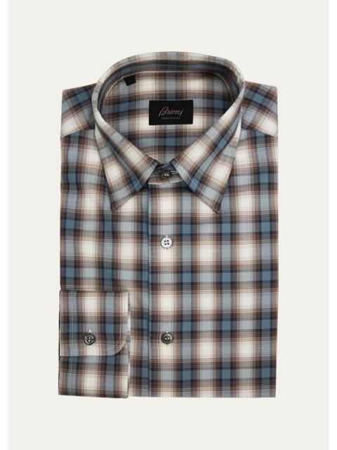 Brioni Men's Plaid Cotton Dress Shirt