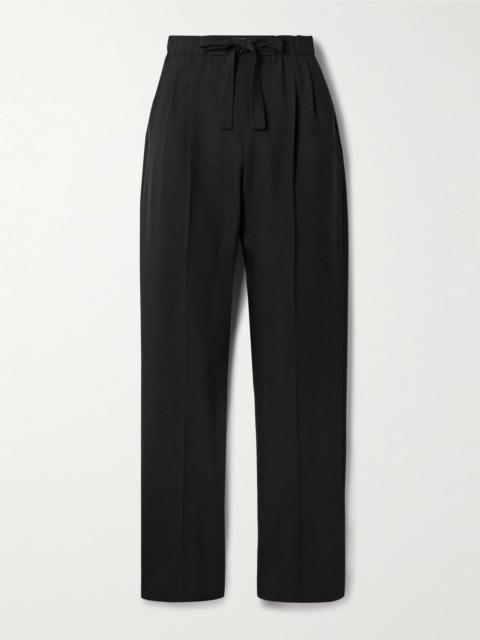 Max Mara Edere pleated wool, mohair and silk-blend tapered pants Black