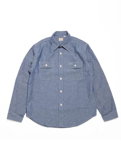 SUGAR CANE Blue Chambray L/S Work Shirt - SC27850