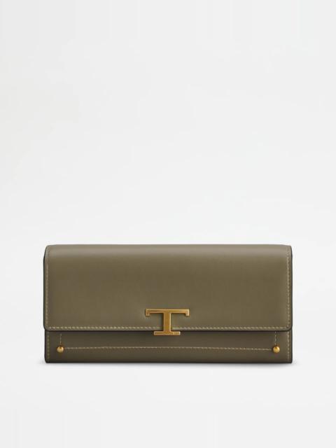 Tod's T TIMELESS WALLET IN LEATHER - GREY