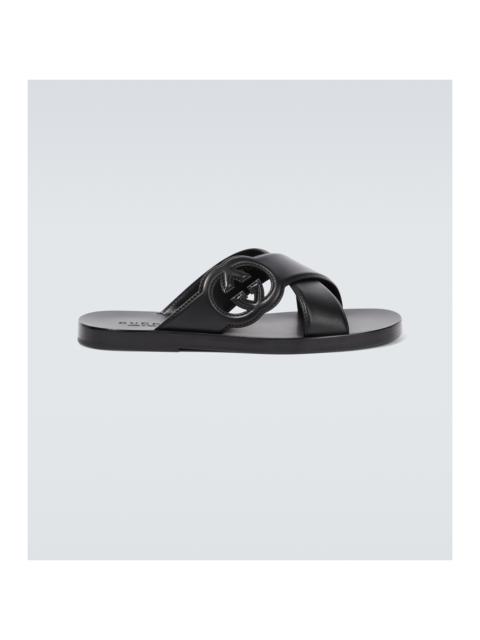 GUCCI GG-motif leather slippers