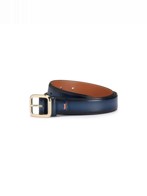 Santoni Blue leather adjustable belt