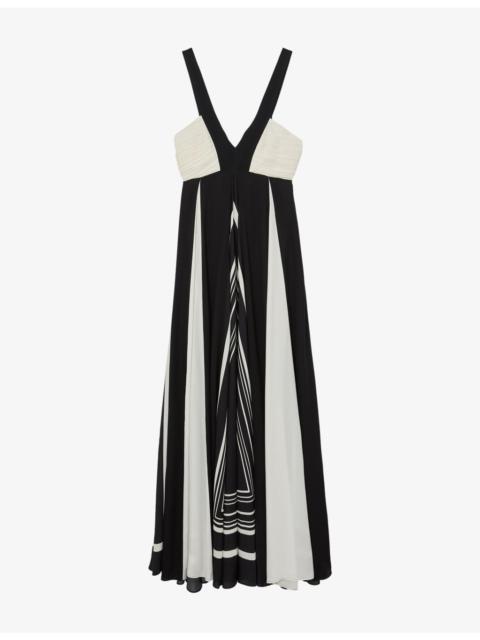 REISS Tallie Graphic-Print Woven Maxi Dress