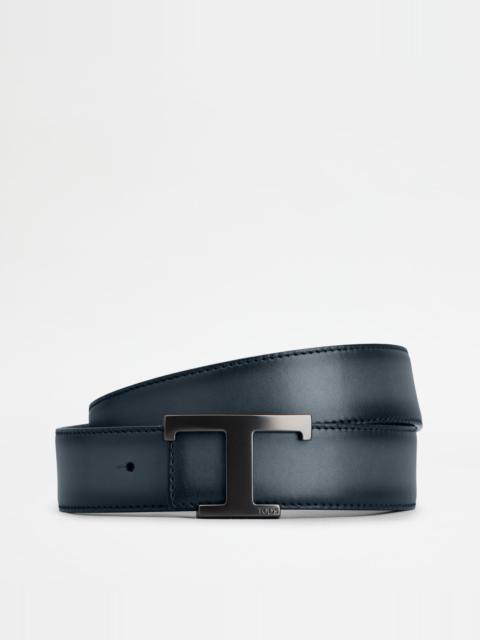 Tod's T TIMELESS REVERSIBLE BELT IN LEATHER - BLUE, BLACK