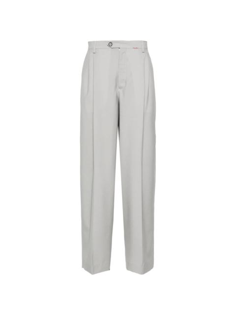 logo-embroidered wool trousers