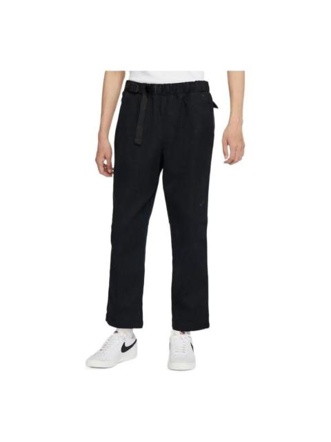 Nike Men's Nike Solid Color Logo Embroidered Elastic Waistband Straight Casual Pants/Trousers Black DQ429