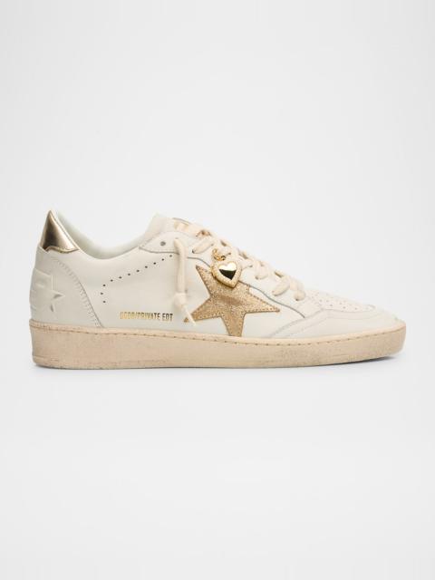 Golden Goose Ball Star Mixed Leather Low-Top Sneakers with Functional Locket