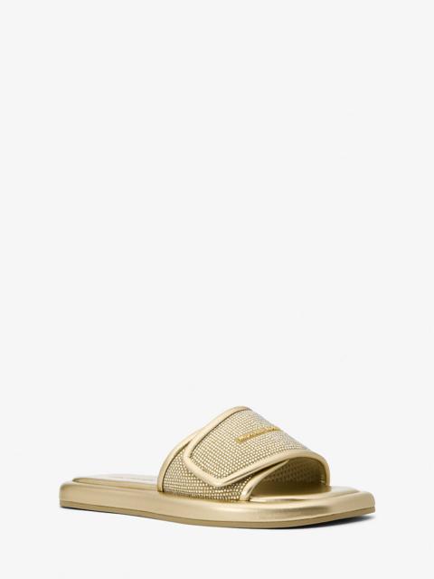 MICHAEL KORS Suki Embellished Metallic Slide Sandal