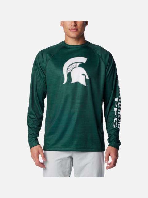 Columbia Men's Collegiate PFG Terminal Tackle Heather Long Sleeve Shirt - Michigan State