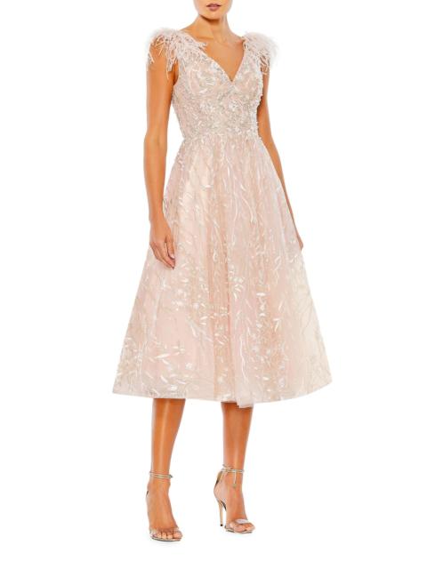 MAC DUGGAL Women's Cocktail Lace Fit & Flare Midi-Dress - Pink