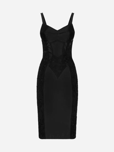 DOLCE & GABBANA ロスフリントヘットスカフ FN090RGDC5C HH5PD Dolce & Gabbana Jersey midi dress with corset-style bra top