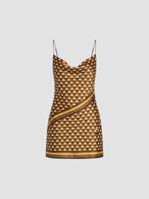 RETROFÊTE Women's Clemenza Geometric Print Cowlneck Mini Dress - Cigar Geo
