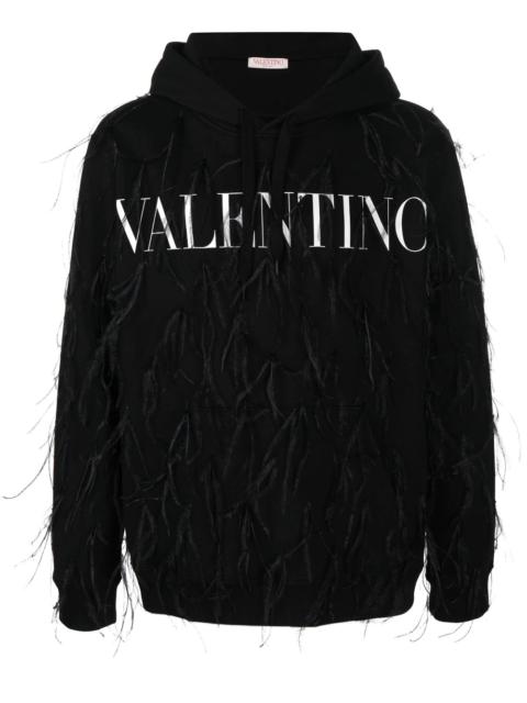 Valentino feather-embellished logo hoodie