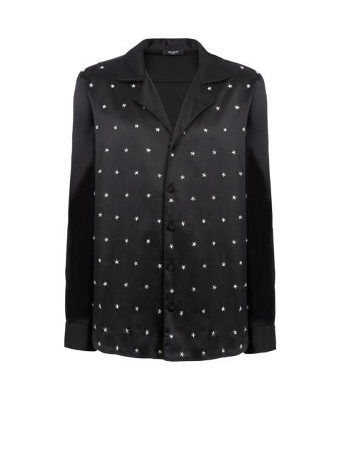 Balmain Embroidered silk stars shirt