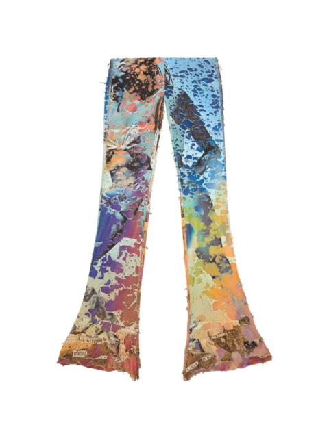 Diesel abstract-print footed leggings - Yellow