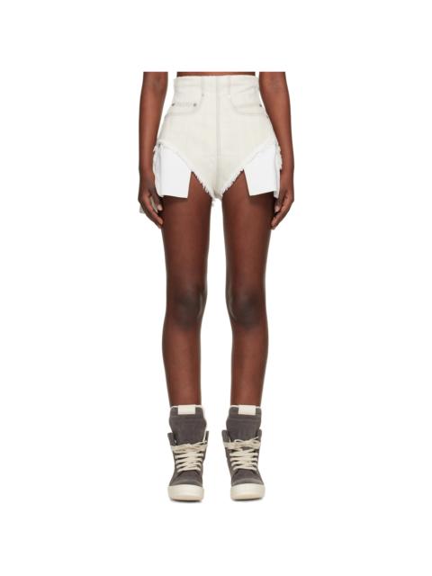 Rick Owens DRKSHDW Off-White Temple Dirt Cutoff Denim Shorts