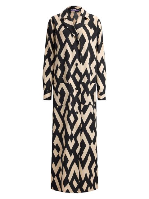Ralph Lauren Women's Nessa Deco-Print Wool Coat - Black Sand